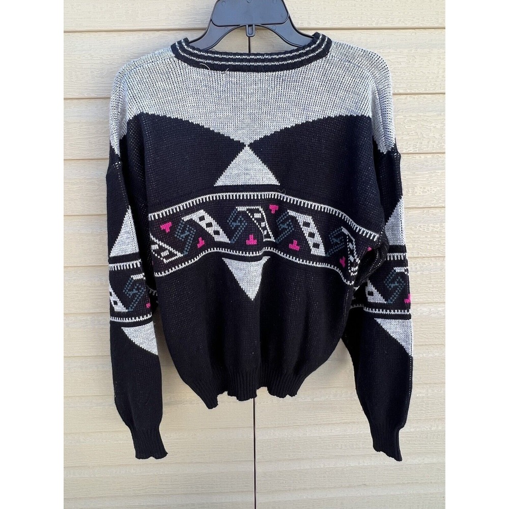 Vintage 90s Michael Gerald Multi Abstract Pattern Sweater aztec bright colors - Picture 2 of 4
